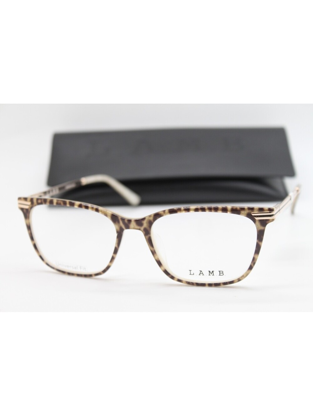 NEW L.A.M.B. LAUF128 MUL LEOPARD GLITTER GOLD AUTHENTIC EYEGLASSES W/CASE 56-18